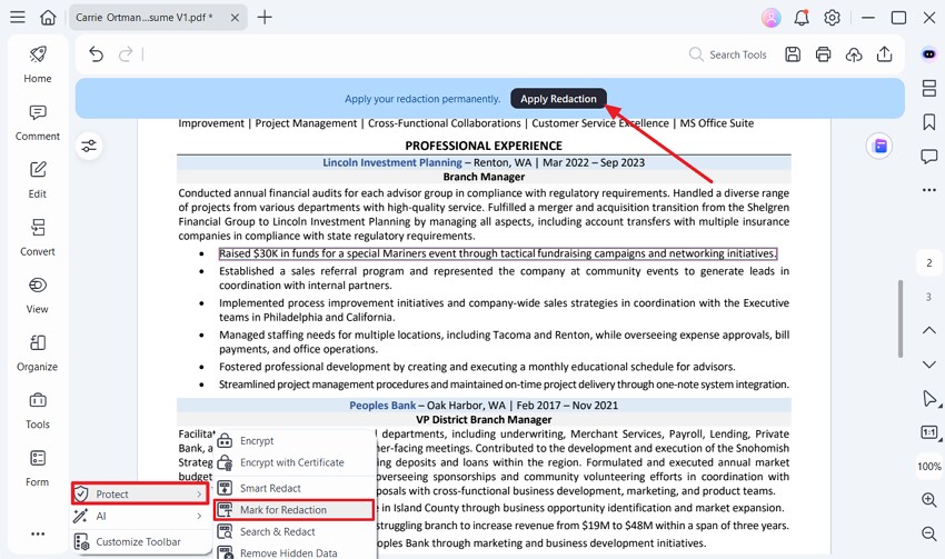 ocultar datos personales en el currículum en PDF con PDFelement