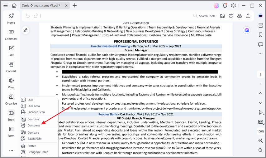 comprimir currículum en PDF con PDFelement