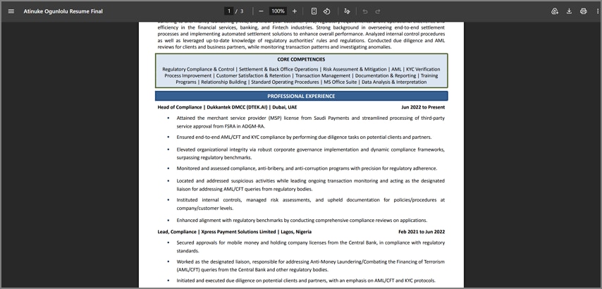 revisar el formato del currículum descargado de Google Docs
