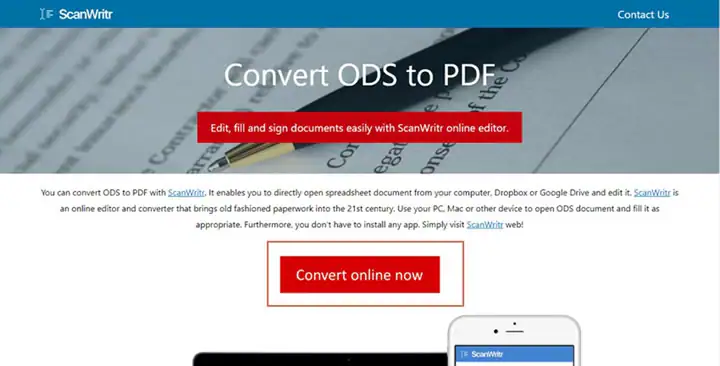 scanwritr ods en pdf