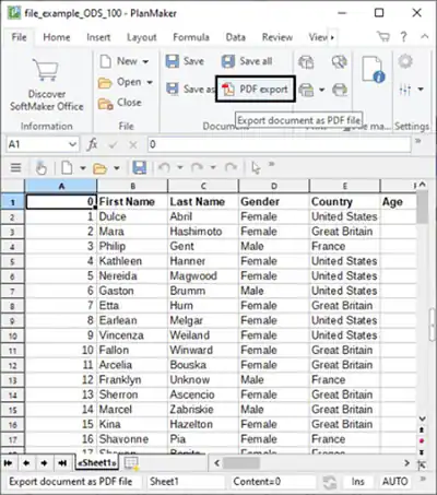 softmaker freeoffice pdf export