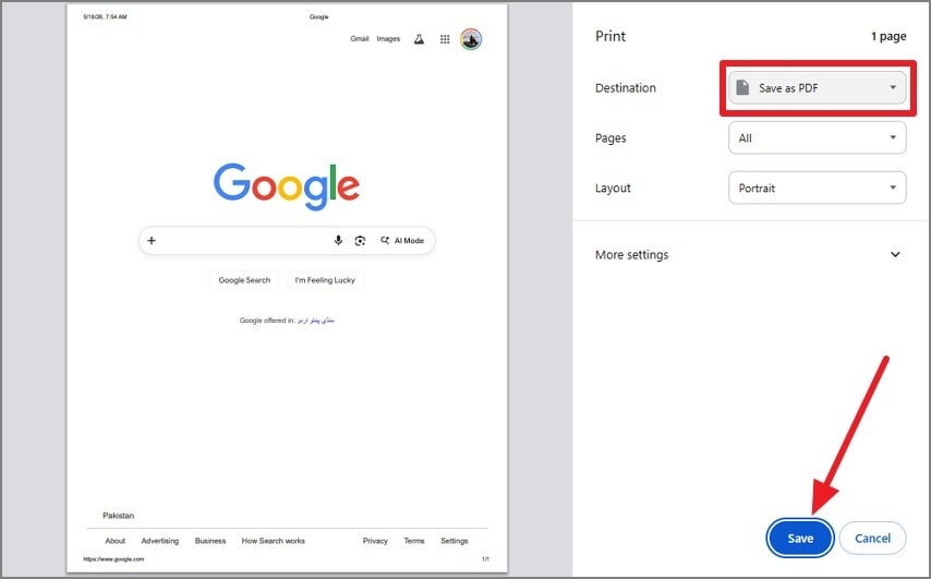 choose save as pdf