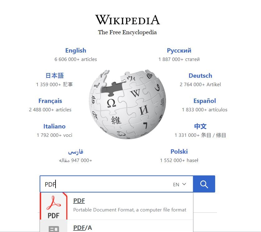 searching an article on wikipedia