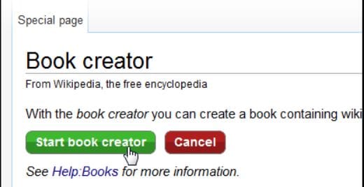 starting wikipedia book creator