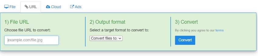url tab on free file convert