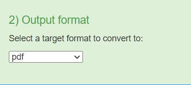 selecting pdf as output format