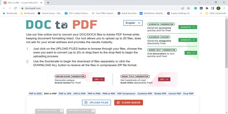 Téléchargement de fichiers Doc to PDF