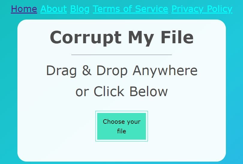 corruptmyfile user interface