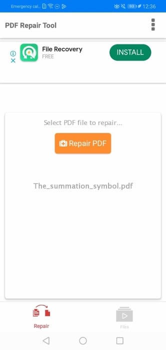 repairing pdf using the mobile app