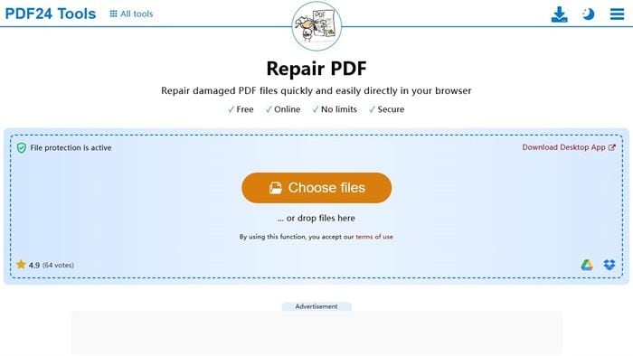 PDF24 Repair PDF tool page