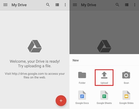 how to upload to google drive