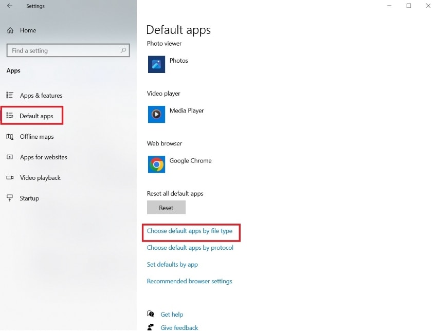 choose default apps by file type