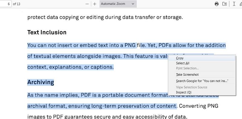 how to copy pdf text
