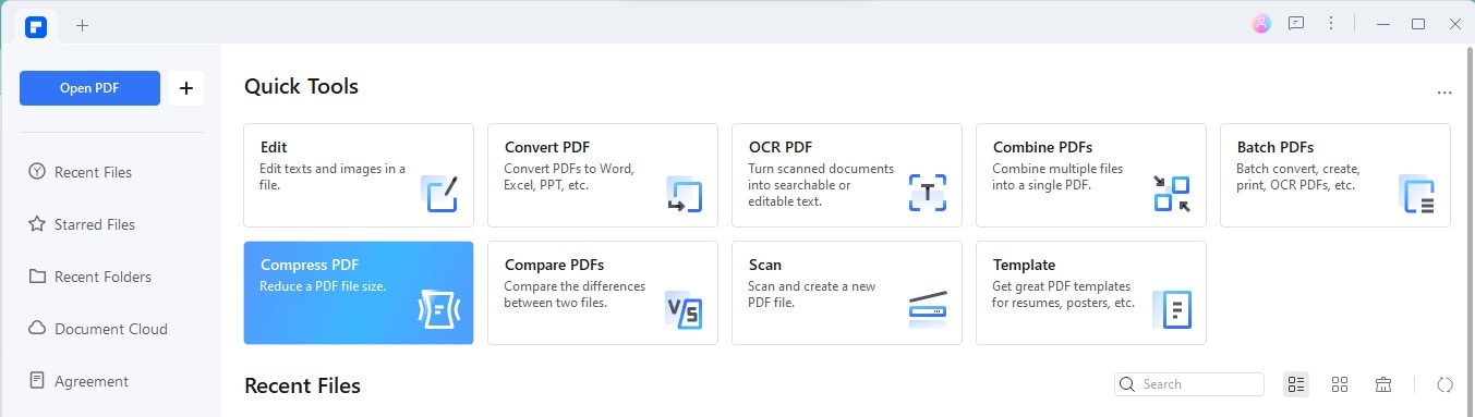 fonctionnalité de compression pdfelement