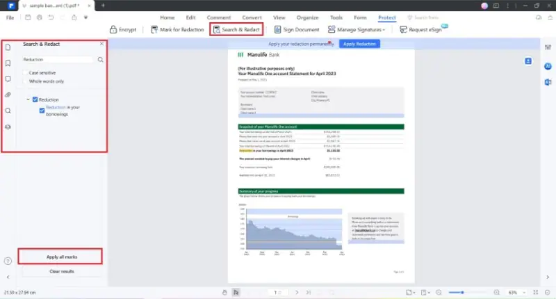 ocultar información en wondershare pdfelement