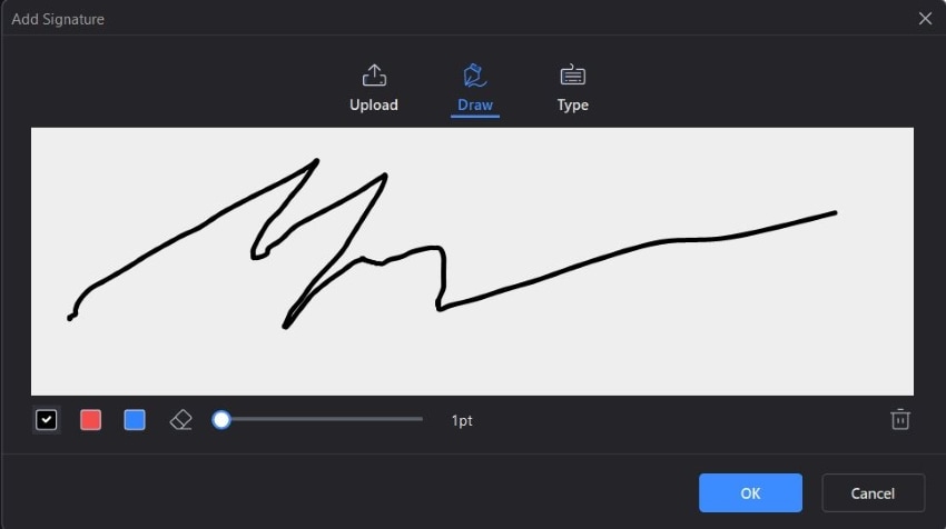 drawing a signature on wondershare pdfelement