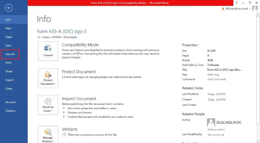 exporting word file as pdf