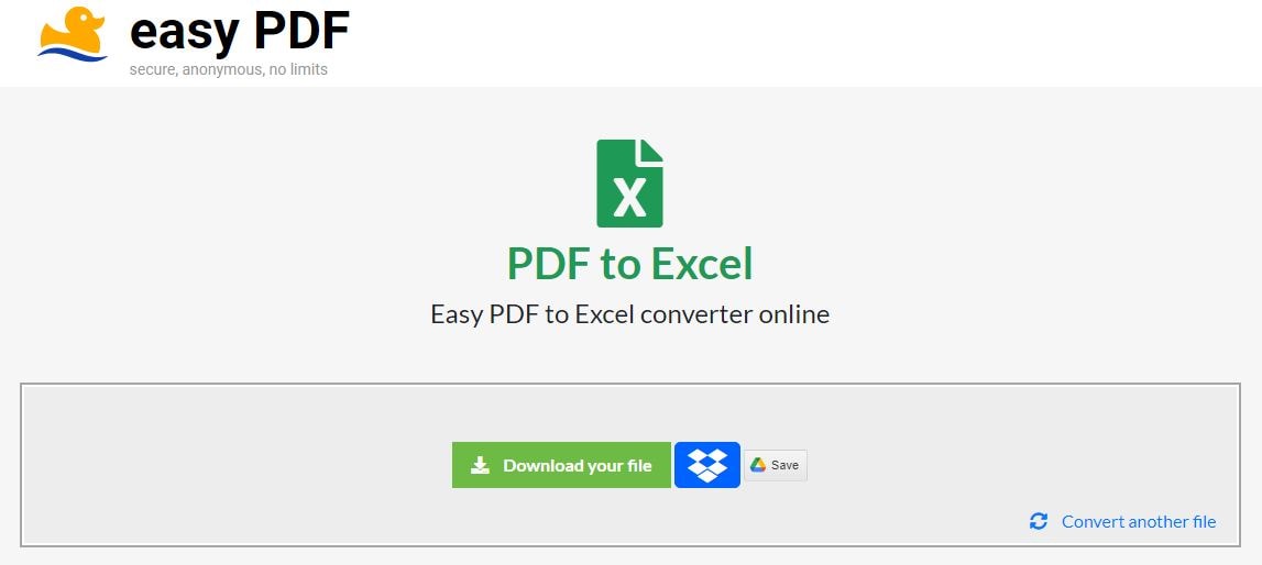 конвертировать pdf в excel бесплатно онлайн, не требуется электронная почта