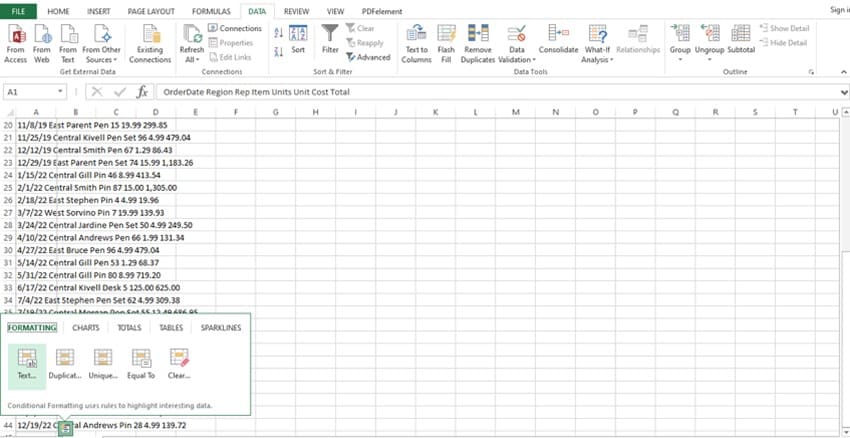 paste data to excel