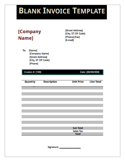 blank invoice template 3