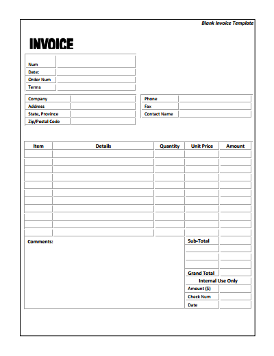blank invoice template 4