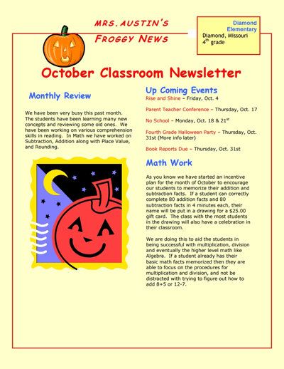 classroom newsletter template 1