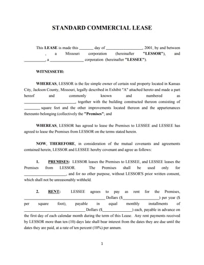 commercial lease agreement template 4