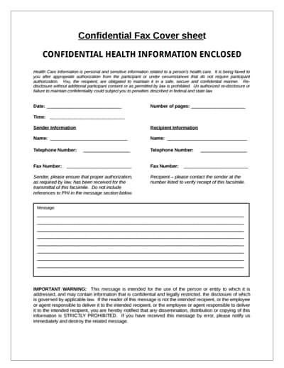 confidential fax cover sheet template 1