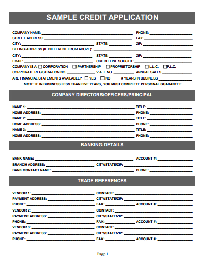 Credit Application Form Free Download Create Edit Fill And Print