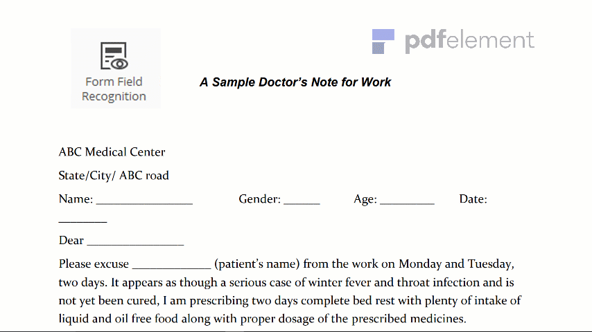 Doctors Note For Work Template Download Create Fill And Print Wondershare Pdfelement