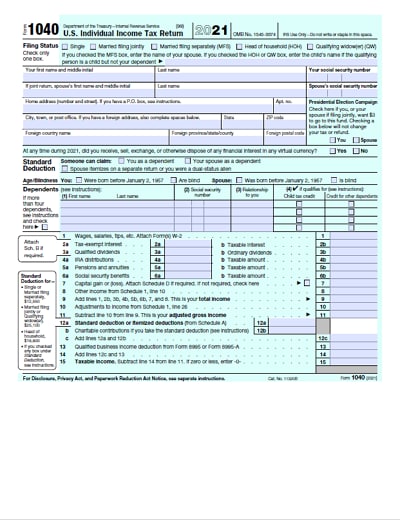 1040 form 2021