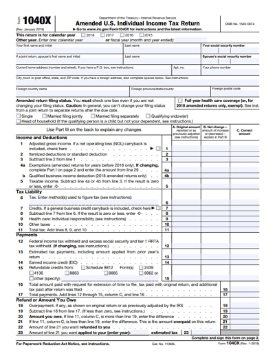 1040-X tax form 2019