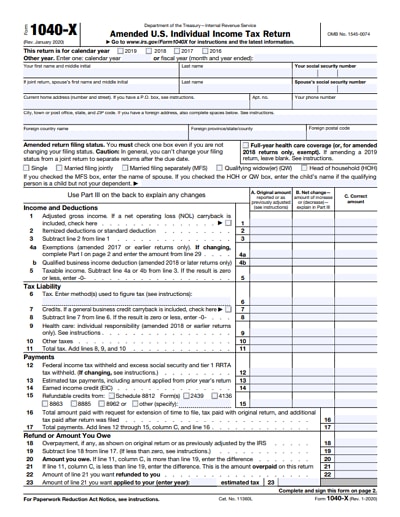 1040-X tax form 2020