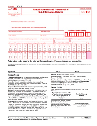 irs 1096 form 2019