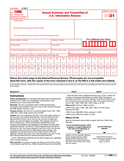 irs 1096 form 2021