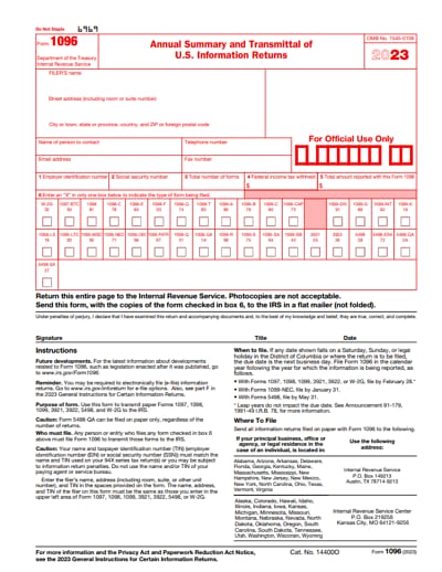 irs 1096 form 2023