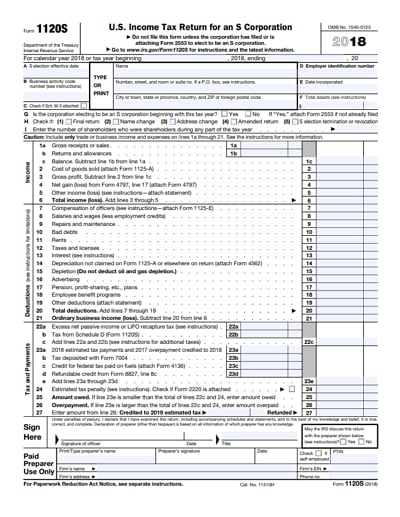 1120-S tax form 2018