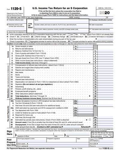 1120-S tax form 2020