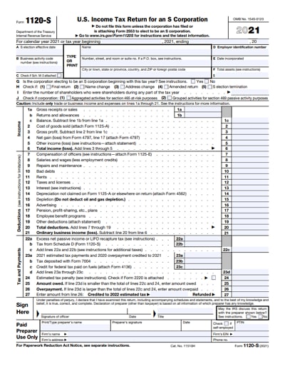 1120-S tax form 2021