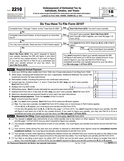 2210 tax form 2018