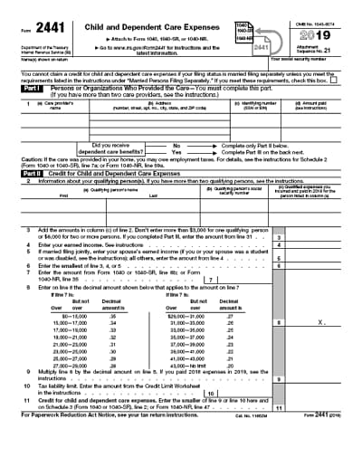 form 2441 2019