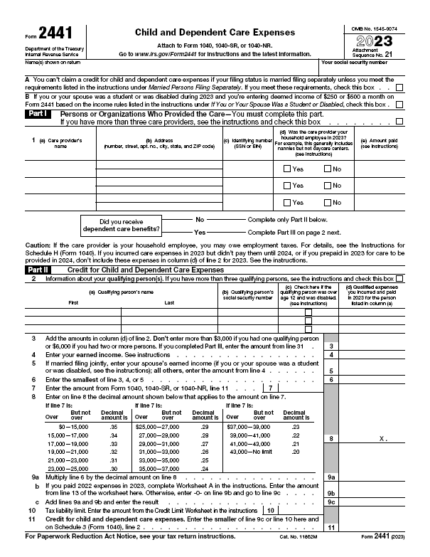 form 2441 2023