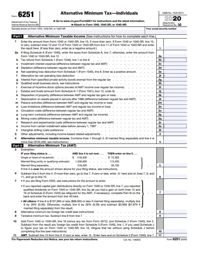 6251 tax form 2020