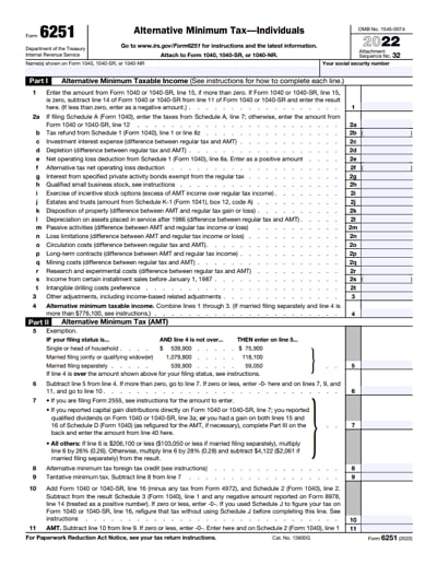 6251 tax form 2022