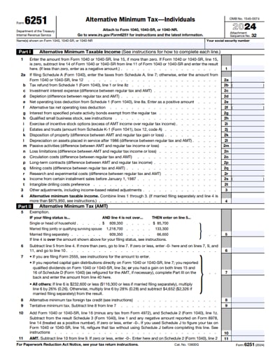 6251 tax form 2024