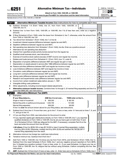 6251 tax form 2025