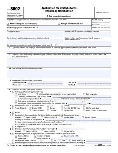 8802 Form 2018-2026