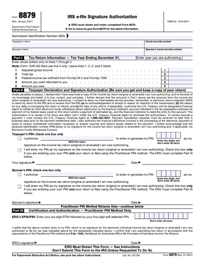 8879 tax form 2021