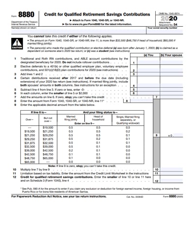 8880 tax form 2020