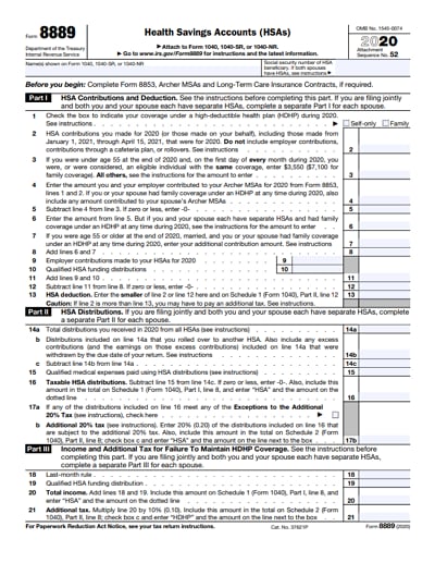 8889 tax form 2020